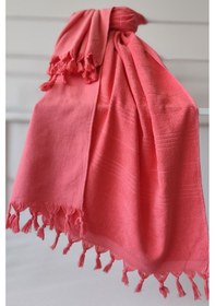 Resim %100 Pamuk Havlu Peştemal 90x175cm - Yumuşak Plaj Havlusu Mercan 