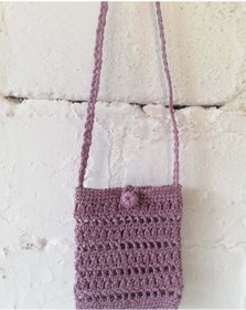 Resim Verda Desing Hasır Telefon Çantası Mor El Örgüsü 