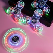 Resim LED Luminous Fidget Spinner - Şeffaf Stres Giderici Gyroscope Oyuncak, Çok Renkli Dönen Halkalar, Dayanıklı Elde Taşınabilir Rahat Gadget Çocuklar ve Yetişkinler için, Rahatlaşma ve Odaklanma için Taşınabilir Hediye, Canlı Renkli Halkalar, Kolay Tutuşlu Kolu 
