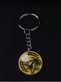 Resim sarıyer silver Plaj Voleybolu Temalı Yazlık Stil Palmiye Voleybol Model Spor Sporcu Voleybol Çelik Anahtarlık 