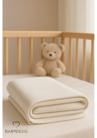 Resim Babyden's %100 Pamuklu Elmas Desenli Jakarlı Yumuşak Nefes Alabilir Bebek Battaniyesi Ekru 