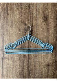 Resim Silikon Kaplı Kaydırmaz Metal Elbise Askısı Mavi 10 Adet Mavi 