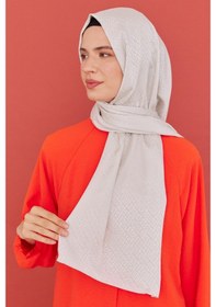 Resim Mirsoy Scarf Halka Desen Parlak Jakar Şal - Kırık Beyaz Kırık Beyaz 