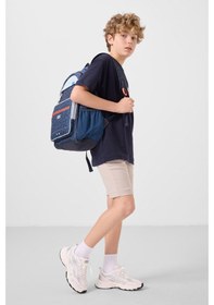 Resim Lacivert-taş Pamuklu Oversize Fit Dokuma Hafif Esnek Chino Erkek Çocuk Şort Takım - 11278 Lacivert 