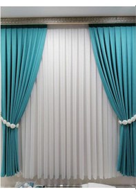 Resim Turkuaz Ada Fon Perde Pilesiz Extraforlu Düz Dikim Büzgü Pile-turkuaz Turkuaz 