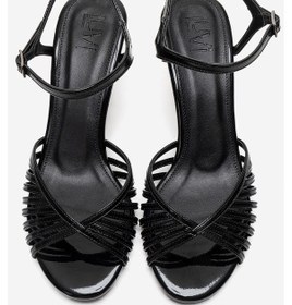 Resim Luvishoes Danıca Siyah Rugan İnce Bantlı Kadın Topuklu Ayakkabı 