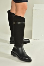 Resim Fox Shoes V654002803 Siyah Hakiki Deri Düz Tabanlı Binici Çizmesi 