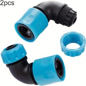 Resim Bahçe Hortumu Hızlı Bağlantı Açı Adaptörü Seti 2'li, 1/2 İnç (12-13 Mm) 90 Derece Bağlantı, Sulama ve Araba Yıkama İçin Uygun. 