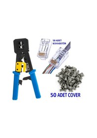 Resim Yeni Nesil Rj45 Ağ Pensesi + 50 Adet Jack + 50 Adet Kılıf 