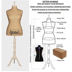 Resim Videolu Ürün-42 Beden Keten Kumaşlı Terzi Prova Mankeni 527201026 