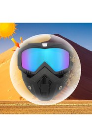 Resim CeymSTecH Rüzgar geçirmez HD Motosiklet ve kar kayak Spor Gözlük Motokros Yaz UV Koruma GÜMÜŞ MAVİ 