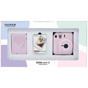 Resim Fujifilm Instax mini 12 Pembe Fotoğraf Makinesi 10'lu Film ve 28'li Mini Albüm Bundle Box 