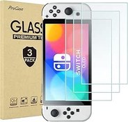 Resim ProCase [Switch OLED 2021 için 3 adet koruyucu folyo, 7 inç ekran koruyucu folyo, ekran koruyucu, çizilmeye karşı sertleştirilmiş cam, ultra ince ve ultra HD ekran koruyucu, Nintendo Switch OLED için 