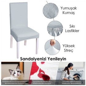 Resim Balpeteği Desen Likra Kumaşlı Tüylenmez Yikanabilir Sandalye Örtüsü Sandalye Kılıfı Yeni Model Tekli Gri 