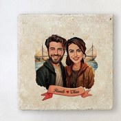 Resim Boğaz Köprüsü ve Aşkımız Karikatürlü Taş Bardak Altlığı 