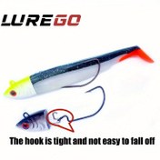 Resim 1 Adet LUREGO Tuzlu Su Yumuşak Plastik Minnow + Paddle Tail Swimbait Seti - Jig Başlı Kıvrık Kuyruk Grublar, Ot Geçirmez Kanca ile Açık Deniz Balıkçılığı için Yavaş Batan Levrek Yemleri 