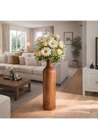 Resim Dora Kahverengi Ahşap Dekoratif Vazo Kahverengi 