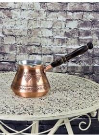 Resim Kalın Topak Üzüm İşlemeli Bakır Cezve 5 Fincanlık 