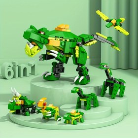 Resim 6’sı 1 Arada Dinozor Montajlı veya 6 Küçük Oyuncak, Mini Dinozor Model Yapışkan Blok Oyuncakları, Minyatür Tyrannosaurus Rex Hayvan Oyuncağı, Doğum Günü Hediyeleri, Noel Hediyeleri 