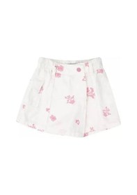 Resim Kız Bebek Nakışlı Bel Lastikli Şort Etek-14124 Beyaz 