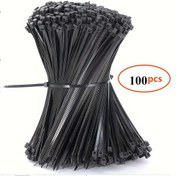 Resim 100 adet Kablo Bağı - Ağır Hizmet Tipi 10.16-25.4 cm - 22.68KG Çekme Dayanımı - Kendinden Kilitli Siyah Naylon Kablo Bağı Sarma, İç ve Dış Mekan Kullanımına Uygun 