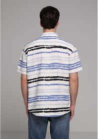 Resim Colin's Colins Regular Fit Shirt Neck Çizgili Erkek Mavi Kısa Kol Gömlek Cl1080081 Q1.v1 Ble 