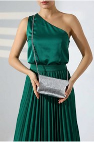 Resim Çanta Trend Kadın Parlak Suni Deri Askılı Clutch Günlük Ve Abiye Çanta 