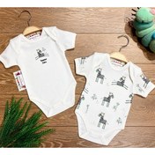 Resim Renkli Puset 2'li Pamuklu Bebek Kısa Kollu Çıt Çıtlı Body Zıbın Takım Zebra 