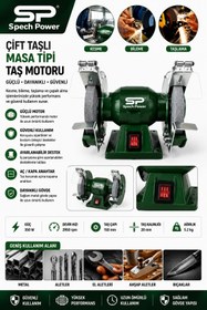 Resim Lieber German Zımpara Balta Bıçak Bileme Makinesi Taş Motoru Taslama 150 Mm Turbo Motorlu 3600 Watt 