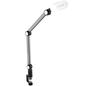 Resim S2 Caster Boom Stand Siyah 3 M XLR 360° Ayarlanabilir Kablo Klipsli Mikrofon Standı 35774 