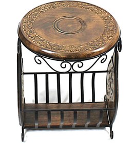 Resim Otantik Çarşı Eskitme Ahşap Ferforje Sehpa Gazetelik 36x38x50 cm. 