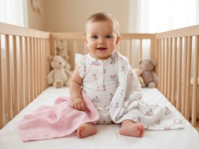 Resim 2’li Müslin Bebek Örtüsü - Bebe Lapin Rose ve Innocent Pink - 100x100 cm 