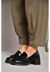 Resim Fox Shoes T820145408 Siyah Rugan Kalın Topuklu Kadın Ayakkabı Siyah-rugan Siyah 