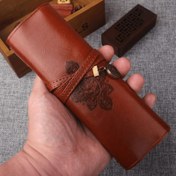 Resim 1 adet Vintage Tarzı Suni Deri Kalem Kutusu - Çiçek Kabartmalı Desenlerle Üç Katlı Tasarım, Öğrenciler ve Sanatçılar İçin Büyük Kapasiteli Kalem Çantası, Taşınabilir Kalem Çantası | Vintage Kalem Kutusu | Suni Deri Çanta, Kalem Torbası 