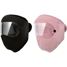 Resim Willowhaven Siyah Pembe 2 Adet Kışlık Sıcak Yüz Maskesi Ayarlanabilir Çıkarılabilir Buzlanma Önleyici Lens Siyah+pembe 