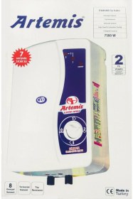 Resim 7500 Watt 3 Kademeli Elektrikli Şofben Hızlı Su Isıtma Özellikli Beyaz Renk 4lt/dk 