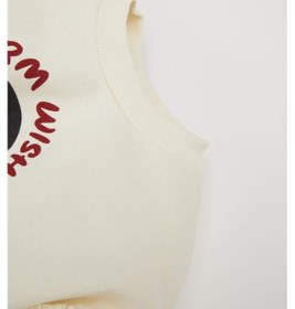 Resim DeFacto Kız Bebek Bisiklet Yaka Yılbaşı Temalı İçi Yumuşak Tüylü Sweatshirt D6229A524WNER233 Ekru 