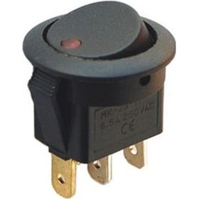 Resim Ic-132A Yuvarlak Nokta Işıklı Anahtar On-Off 3P 12Volt 1 Adet-Kırmızı 