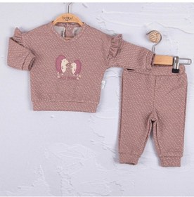 Resim 3-18 Ay Kız Bebek Takımı Kirpi Nakışlı 2'li Mor Mor 