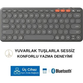 Resim HP K231 Çift Modlu Kablosuz 2.4ghz & Bluetooth V5.0 Şarj Edilebilir Sessiz Q Klavye Gri (Ramwhite Türkiye Garantili) 