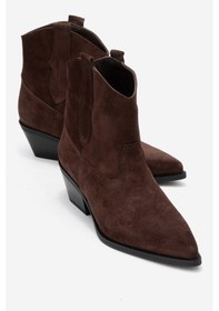 Resim Elıa Kahverengi Süet Hakiki Deri Kadın Western Bot Kahverengi 