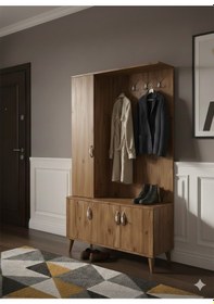 Resim Duo 3 Kapaklı Portmanto Vestiyer Ayakkabılık Dolap Çam - M2 Çam 