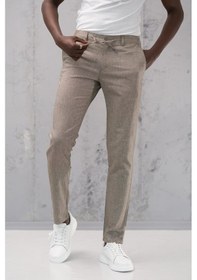 Resim Notra Beli Lastikli Ve İplikli Slimfit Pamuklu Jogger Pantolon Kahverengi 