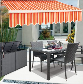 Resim Sunfun Bahçe Balkon Teras Polyester Tente Multicolor Turuncu Şeritli 300x200 cm 