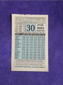 Resim 30 Eylül 2002 Takvim Yaprağı - Nostalji Koleksiyonluk Takvim Yaprağı 
