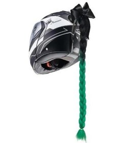 Resim Sarissa Tex Kalın Örgü At Kuyruğu Saç Motosiklet Kask Süsü 5 Siyah - Yeşil 