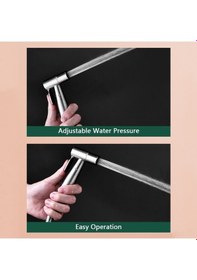 Resim Pazly Paslanmaz Çelik Bide Duşu - 1.5m Hortumlu, Ayarlanabilir Basınçlı Tuvalet & Banyo Temizliği 