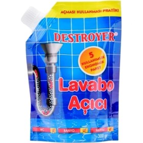 Resim Destroyer Granül Lavabo Açıcı 300 Gram Pratik Kullanım İçin Özel Aktif Boncuklar 