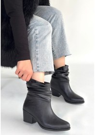 Resim Pabucmarketi Siyah Körüklü Kadın Topuklu Bot Çok Renkli 