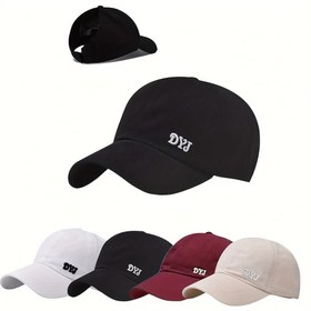 Resim 1 adet Kadınlar için Rahat Beyzbol Şapkası, Ön Nakış Tasarımı - Ayarlanabilir Güneş Koruması, Nefes Alabilir Kumaş, Açık Hava Sporları ve Rahat Giyim için Yarım Boş Üst, Beyaz Siyah Harfli, Beyzbol Şapkası, Spor Şapkası, Moda Başlık 